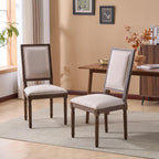 Christopher Knight Home Regina French Country Dining Chairs Set of 2, Wooden Dining Room Chair, High Back Kitchen Side Chair, Fabric Upholstered Armless Extra Seat, Beige+Walnut