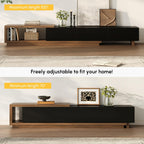 homary Modern Mid-Century Coffee Table and TV Stand Set of 2, Extendable Entertainment Center Set for Living Room (Black & Walnut)