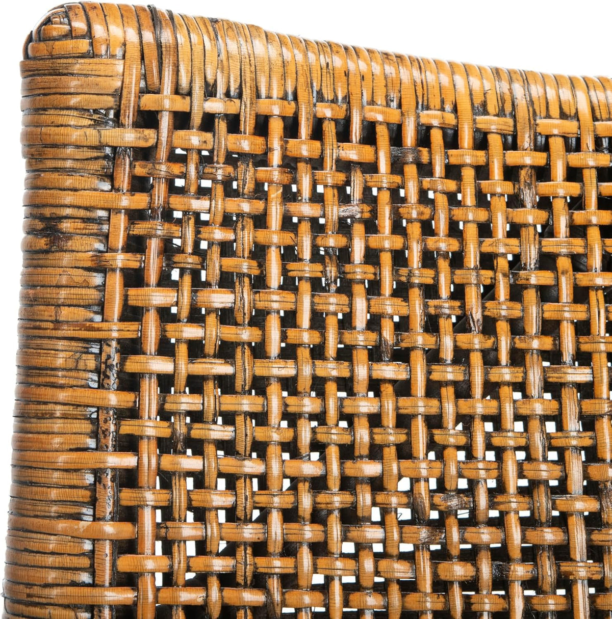 SAFAVIEH Gianni Rattan Arm Chair 19.8”, Solid Wood Brown & Black SEA4011A | Hand-Woven Rattan Back, Solid Mahogany Frame, Foam-Filled Cotton Seat, Easy Assembly, Indoor Use
