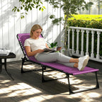 Outsunny Folding Chaise Lounge Chair Outdoor Mesh Seat Purple