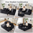 Korser Cloud Modular Sectional Sofa with L-Shaped, Couches for Living Room, Fluffy Comfy Corduroy Deep Seat with Ottoman, Bedroom, Apartment, No Assembly Required
