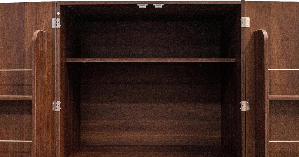 Farmhouse Kitchen Pantry Cabinet, 63" Tall Storage Cabinet with 2 Doors & Multi-Tier Shelves, Rustic Wood Cupboard for Kitchen, Dining Room, Walnut