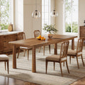 63-Inch Solid Wood Dining Table, Farmhouse Kitchen Table for 4 to 6, Rectangular Wood Dining Room Table for Home, Kitchen, Living Room (Rustic Brown)