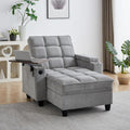 hansones 41.7" Chaise Lounge Chair Indoor, Sofa Bed with Adjustable Backrest, Sleep Sofa Couch, Deep Seat Reading Chair, Couches for Living Room with Storage & 360° Swivel Side Table (Gray, 41.7")