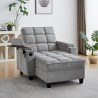hansones 41.7" Chaise Lounge Chair Indoor, Sofa Bed with Adjustable Backrest, Sleep Sofa Couch, Deep Seat Reading Chair, Couches for Living Room with Storage & 360° Swivel Side Table (Gray, 41.7")