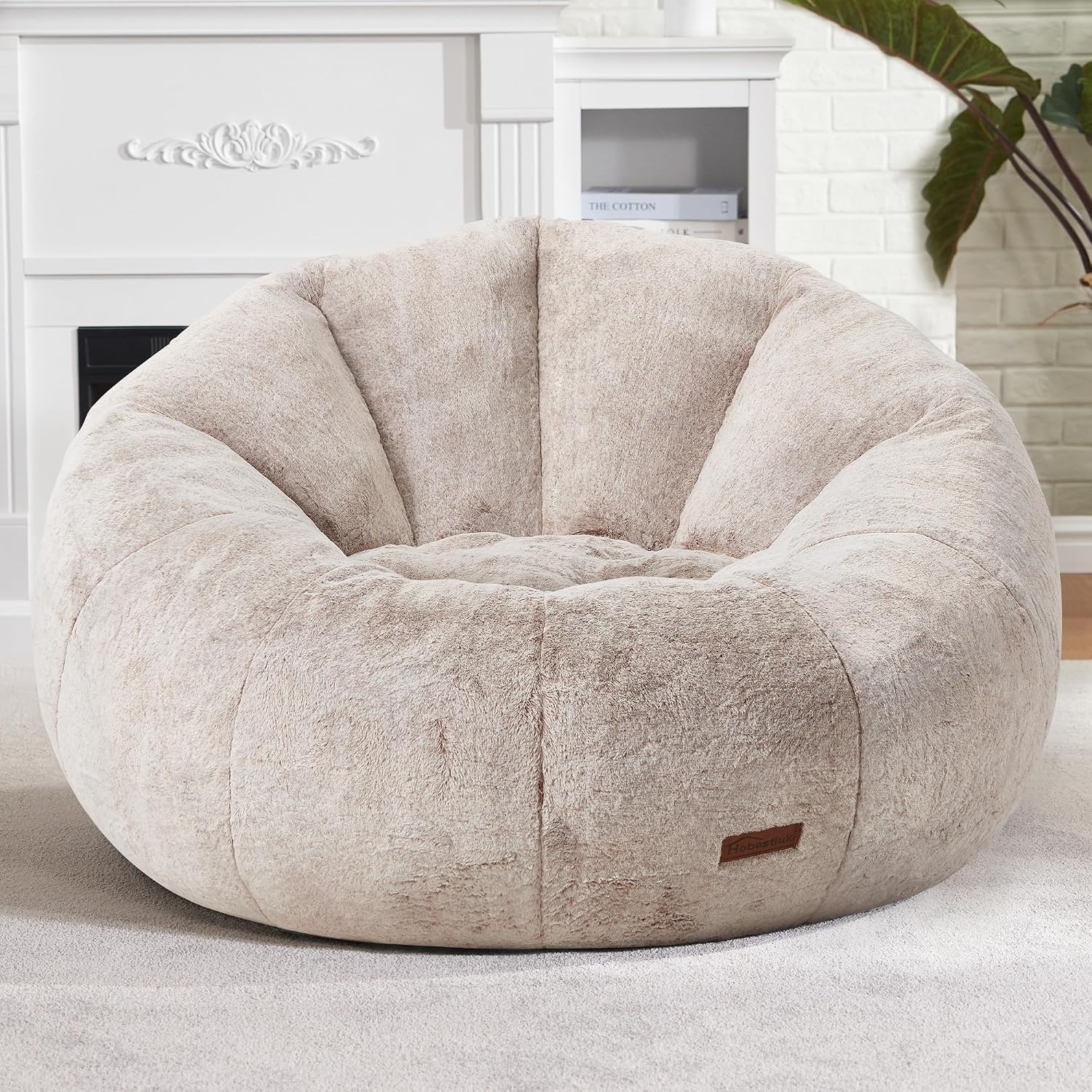 Hobestluk Large Bean Bag Chair for Adults to Relax, Donut-Shaped (Brown) | Special Donut Design, Memory Foam Filling, Comfortable Stuffed Sofa, Relaxing, Reading or Playing, Soft Plush Faux Fur Fabric