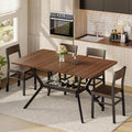 55 inch Dining Table for 4-6, Rectangle Kitchen Table with Storage Shelf, Space Saving Modern Farmhouse Design with Sturdy Metal Legs for Dining Room & Small Apartments