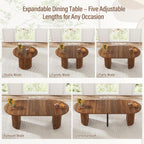 weselon 42"-105" Extendable Dining Table for 4-12, Expandable Oval Dining Room Table with Fluted Pedestal Base & Reinforced Metal Support Leg, Large Modern Kitchen Table for Dining Room (Walnut)