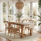 63" Solid Wood Dining Table, Rectangular Kitchen Table with Sturdy Legs, Rustic Wooden Dinner Tables for 4-6, Dining Room, Living Room, Natural Finish