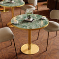 31.5" Tulip Table, Small Modern Round Dining Table for 2-4, Sintered Stone Circle Dining Tables with Golden Metal Pedestal Base, Tulip Tables for Kitchen/Cafe/Small Spaces/Restaurant (Verde Alpi)