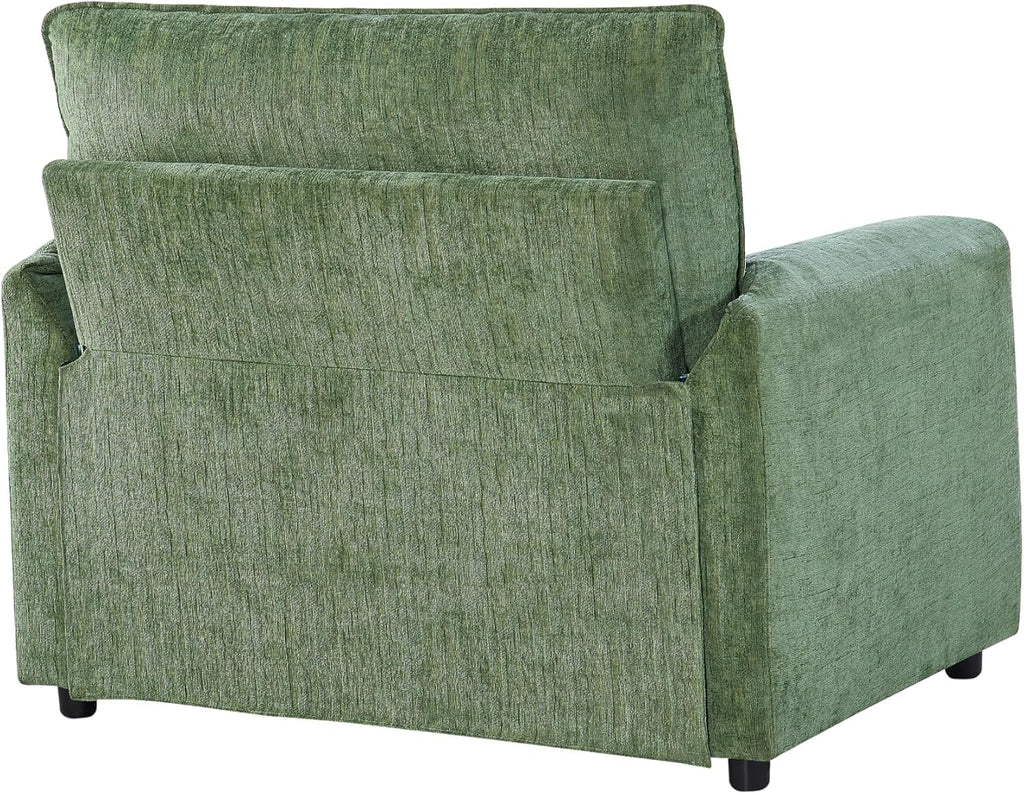 Oversized Accent Chair for Living Room, Wide Chenille Reading Chair | Comfy Padded Arms Deep Seat Springs Cushion Single Sofa Chair for Bedroom Apartment Green