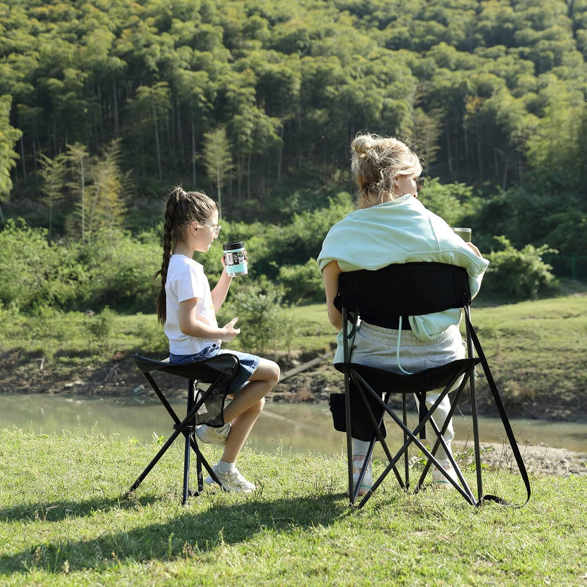 Portal Extra Large Quick Folding Tripod Stool with Backrest Fishing Camping Chair with Carry Strap