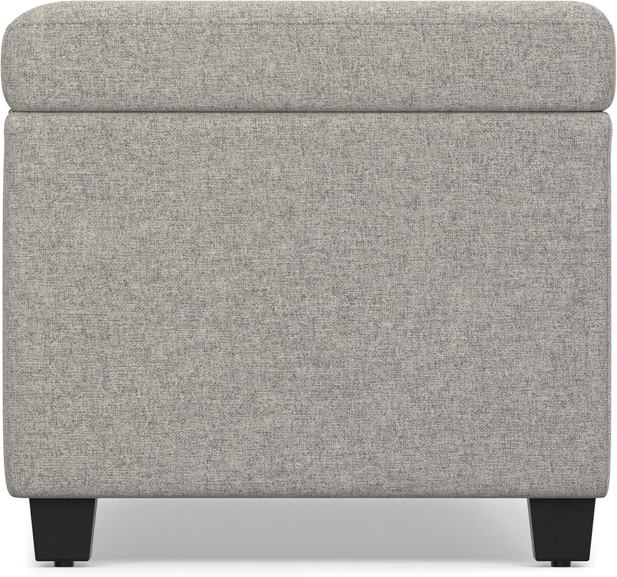 SIMPLIHOME Avalon 54" Wide Linen Look Fabric Storage Ottoman in Cloud Grey | Contemporary lift-top ottoman with high-density foam; rectangle storage bench or coffee table for living room or entryway.
