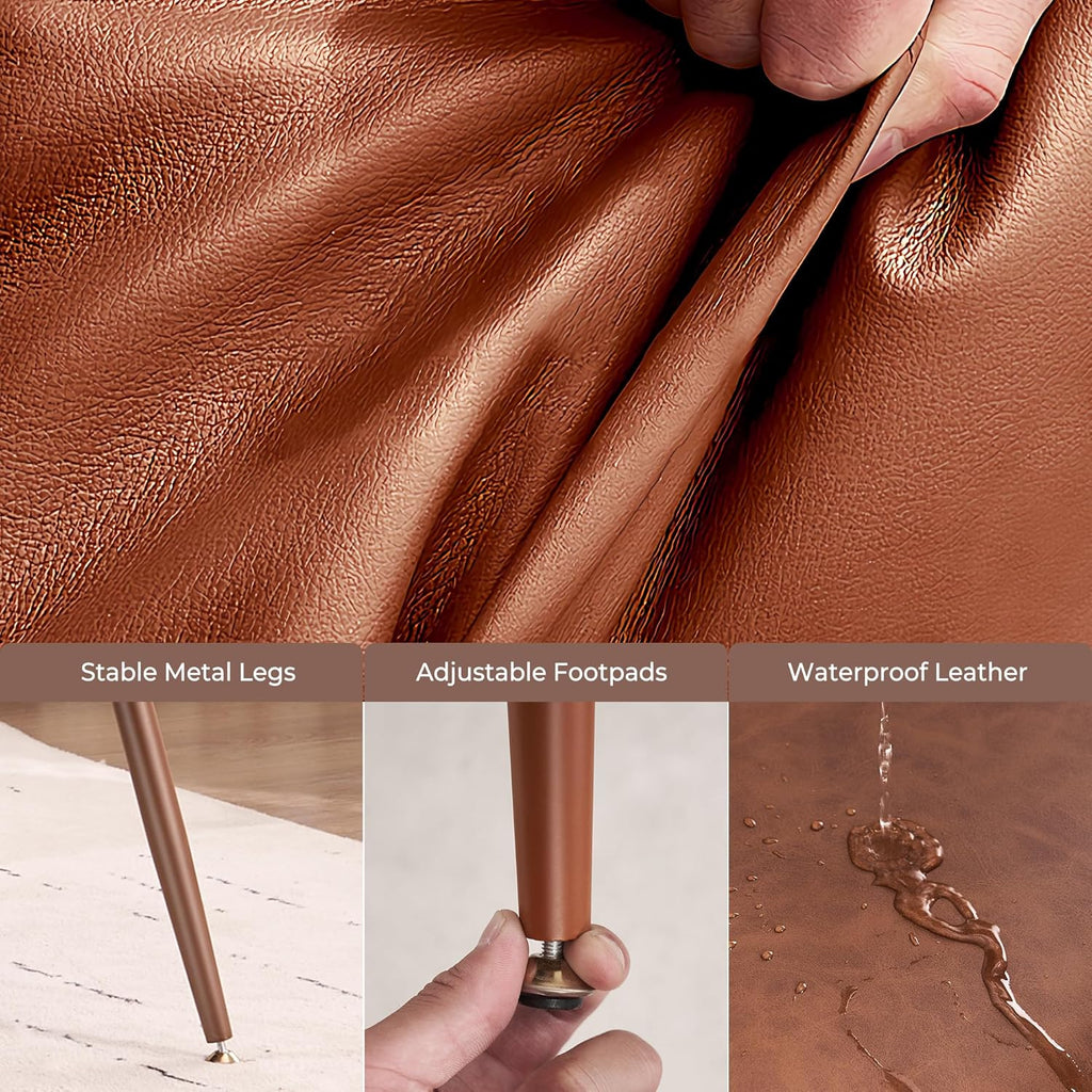 Kosydown PU Leather Wingback Accent Chair with High Back & Tufting, Brown | Comfortable single seating high back armchair with elegant tufted leather for living room, bedroom, office & reading room.