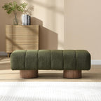 Christopher Knight Home Manila 50" Boucle Fabric Dining Bench, Rectangular Upholstery Ottoman Bench, Bedroom End of Bed Footstool, Living Room Extra Seat Footrest, No Assembly Needed, Jungle Green