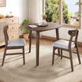 P PURLOVE Modern 3 Piece Table Set, Triangular Table and 2 Curved Wood Chairs for Living Room, Dining Room, Kitchen, Small Space, Minimalist Space-Saving (Brown and Grey)