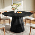 Tribesigns 47" Round Dining Table for 4-6 People, Farmhouse Circle Kitchen Table with Heavy Duty Fluted Pedestal Base for Dining Room, Kitchen, Living Room (Table Only)