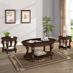 22'' Retro Round End Table,Solid Wood Sofa Side Table with Shelf,Living Room Corner Table Easy Assemble,Cherry