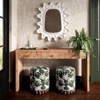 Tov Furniture Dex Olive Green Leopard Jacquard Ottoman