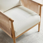 CHITA Braid Accent Chair Set of 2, Wood Frame and Paper-Cord Armrest, Cream | Boho Reading Armchair, FSC Certified Solid Wood Living Room Chair, Bedroom, 33.1"Dx26.4"Wx35.4"H, 300 Lb Capacity