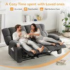 Oversized Loveseat Recliner Sofa, Double Recliner, Big Large Reclining Sofa with Cup Holders & Side Pockets, Traditional 2-Seater Manual Recliner Couch for Living Room, RV, Home Theater (Fabric,Grey)