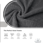 100% Cotton Hand Towel Set of 4, (16 x 28 inches) Sustainable, Soft, Highly Absorbent, Quick Drying, Combed Cotton Hand Towels Pack of 4 Ideal for Hotels, Spa, Bathroom, Dorm, Grey