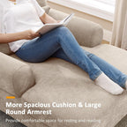 Modern Chaise Lounge Chair with Adjustable Backrest, Upholstered Indoor Leisure Sofa Recliner, Oversized Accent Chair Deep Seat Reading Armchair for Living Room, Bedroom, Office, Light Khaki