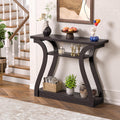 47" Narrow Console Table, Entry Table with Curved Legs, Sofa Table | Wood Console Table 3-tier Shelf Modern Accent Sofa Table for Entrance Area, Living room, Hallway (Brown)
