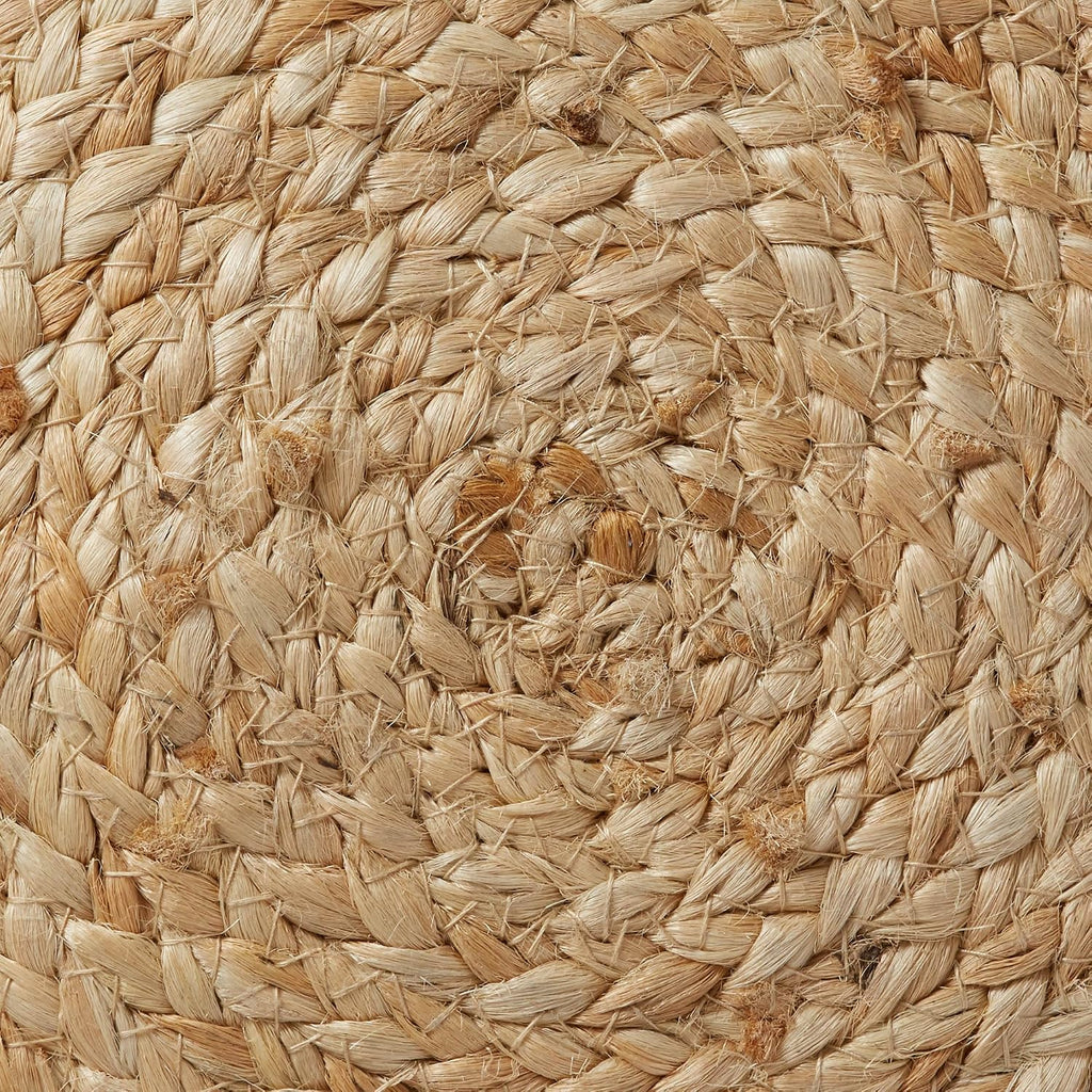 Casafield Hand-Braided Jute Pouf Ottoman Footrest, 19" W x 19" D x 10-1/2" H - Round, Natural Woven Boho Floor Cushion, Home Decor for Living Room