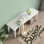 Dining Bench Wood Solid Oak Wooden Bed End＆Entryway Bench for Bedroom Living Room Kitchen(White)