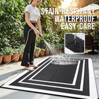 OLANLY Outdoor Rug 9x12 ft Waterproof, Reversible Outdoor Plastic Straw Rug, RV Mat, Indoor Outdoor Carpet Clearance for Patio, Camping, Balcony, Deck, Backyard, Black & White
