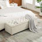 60.2" Storage Bench, End of Bed Storage Benches, Chenille Fabric Upholstered Ottoman Bench with Safety Hinge for Living Room Entryway Bedroom Hallway