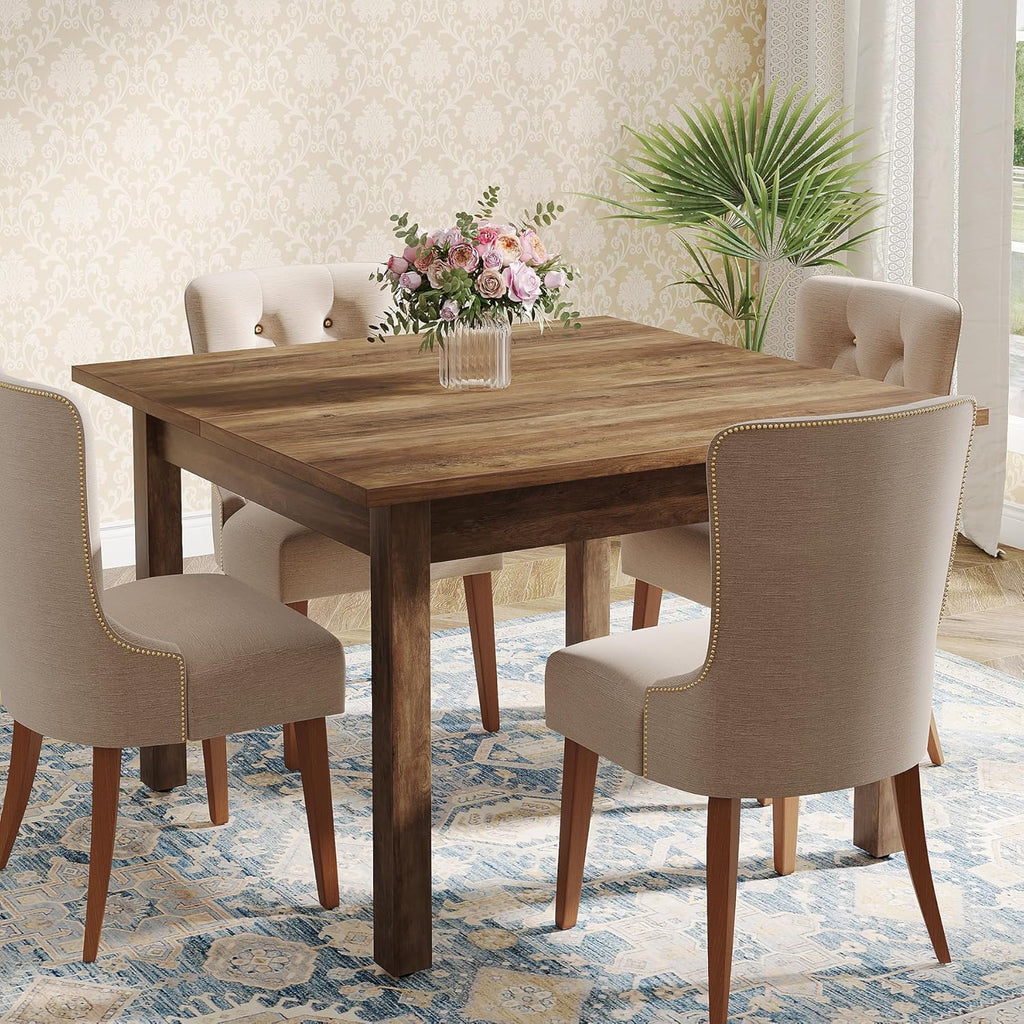 Tribesigns Wood Dining Table Modern Kitchen Table for Dining Room Living Room, 2-4 People Dining Room Table Square Dinner Tables with Wooden Legs Thick Top for Small Space, Grayish-Brown (Only Table)