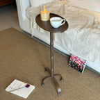 Premium Industrial Mid-Century Modern Small Metal Pedestal Side Table, Vintage Martini Cocktail End Table, Mini Drink Table, Accent Table, for Livingroom, Bedroom, Bathroom, Balcony & Small Spaces