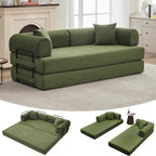 GarveeHome 79" Convertible Sleeper Sofa Bed Couch, 4-in-1 Corduroy Folding Sofa Bed with Pillow & Fixed-Shape, Floor Mattress Couch Loveseat for Living Room Apartments - No Assembly, Green