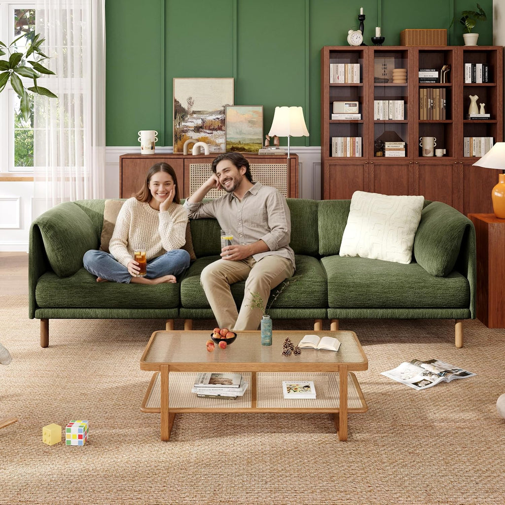 Cloud Sectional Couches for Living Room,Modular Sectional Sofa,Green | Extra Deep 8 Seater,Mid Century Modern Oversized Couches With 2 Ottoman,Solid Wood Leg,Large Sofa for Big Space,Office