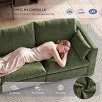 Ihanherry 117" Oversized Modular Sectional Sofa, Modern U Shaped Cloud Couch with 2 Storage Ottoman, 5-Seat Comfy Chenille Deep Seat Sofa with 2 Pillows for Living Room, Green