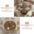 Extendable Round Dining Table for 4-8,Modern Kitchen Oval Dining Table with Removable Leaves Space Saving,Wood Base for Kitchen Living Room (Walnut)