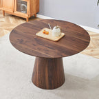 45'' Round Dining Table for 4 - Modern Farmhouse Kitchen Table with Cone Pedestal Base,Walnut Wood Dining Table for Small Spaces,Round Kitchen Table Ideal for Dining Room or Apartment