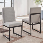Signature Design by Ashley Tomtyn Dining Chair, Set of 2, Cushioned Polyester Side Chairs with Sturdy Metal Frame, Modern Urban Style for Kitchen or Dining Room, Light Beige & Gunmetal Gray
