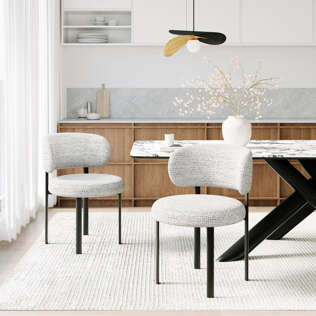 Dining Chairs Set of 4, Fabric Dining Chairs Metal Legs, Off-White | Breathable Fabric,Ergonomic Comfort Backrest,Spring Upholstered Seat for Kitchen Dining Room Restaurant