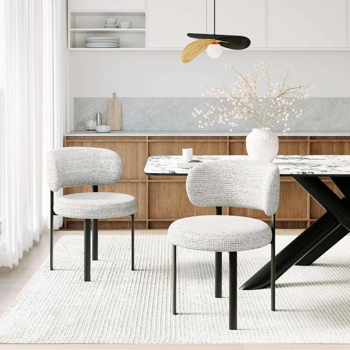 Dining Chairs Set of 4, Fabric Dining Chairs Metal Legs, Off-White | Breathable Fabric,Ergonomic Comfort Backrest,Spring Upholstered Seat for Kitchen Dining Room Restaurant