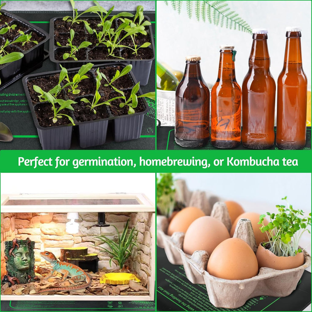 Seedling Heat Mat for Seed Starting,10" x 20.75" Waterproof Heating Pad for Indoor Plants Germination (Black 1 Pack)