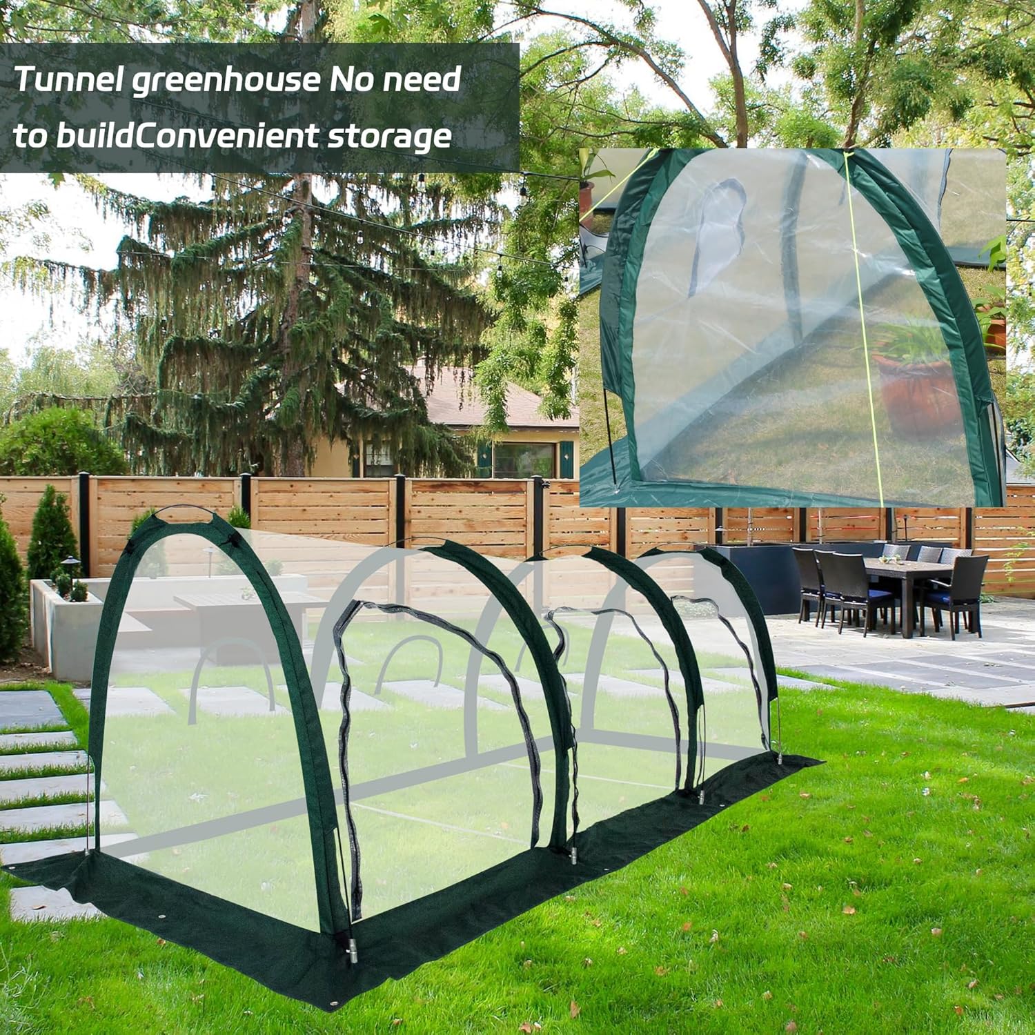 Portable Tunnel Greenhouse for Outdoors - Transparent Mini Greenhouses Ideal for Backyards and Outdoor Vegetable Cultivation (3M)