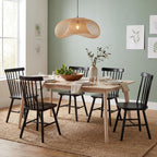 PrimeZone Windsor Dining Chairs Set of 4 with Spindle Back, Black | Solid Rubber Wood Farmhouse Kitchen Chair, Mid-Century Modern Side Dining Chair for Dining Room, Kitchen & Restaurant