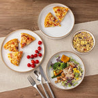 GBHOME Ceramic Dinnerware Sets for 4, 12 Pieces Stoneware Plates and Bowls Sets, Reactive Glaze Dishes -Scratch Resistant, Dishwasher&Microwave Safe-Pearl White
