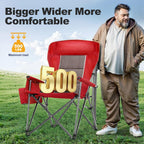 LET'S CAMP Oversized 29.52" High Back Camping Chairs Heavy Duty Lawn Chair Support 500LBS, Collapsible Chair with Cup Holder, Side Pocket,2 Pack(Red)