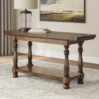 Signature Design by Ashley Sturlayne Flip Top Sofa Table, Expandable Console to Dining Table, Drop Leaf Design with Hardwood Solids, Space-Saving Multi-Use Furniture for Living Room, Brown