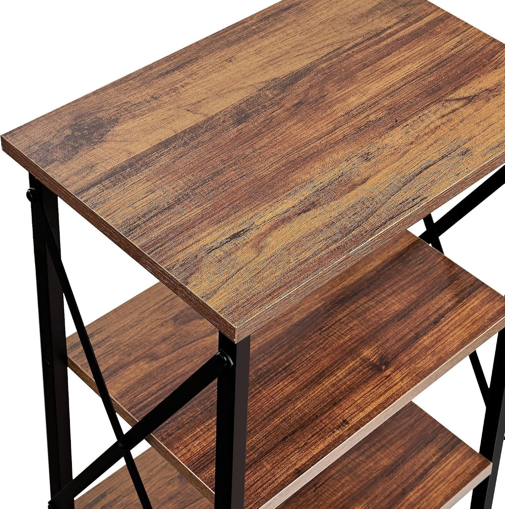 VECELO End Side Table Night Stand,X-Design with Storage Shelf for Bedroom,Living Room,Brown