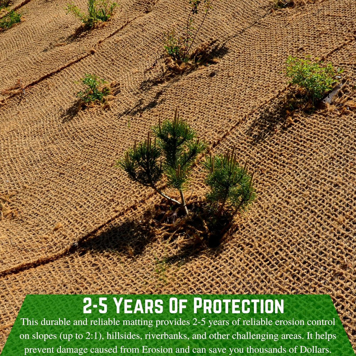 Farm Plastic Supply - 100% Biodegradable Coir Mat - 6' x 164' - 700 Gram Coir Matting Roll, Erosion Control Blanket, Coconut Coir Mat, Coconut Erosion Control Blanket